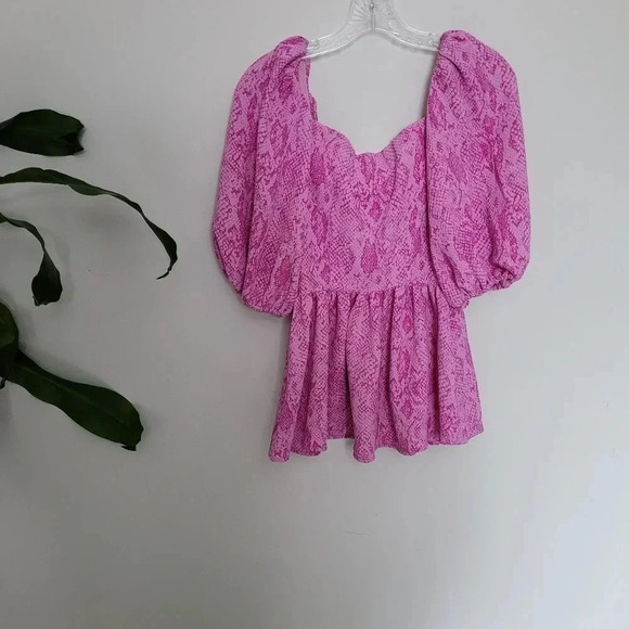 STINE Goya Aida Irene snakeskin pink top puffer sleeves fancy top blouse XXS - Picture 3 of 9
